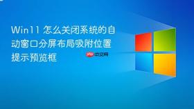 win11 怎么关闭系统的自动窗口分屏布局吸附位置提示预览框