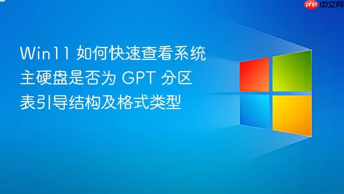 win11 如何快速查看系统主硬盘是否为 gpt 分区表引导结构及格式类型