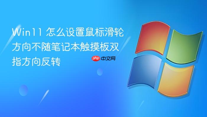 win11 怎么设置鼠标滑轮方向不随笔记本触摸板双指方向反转