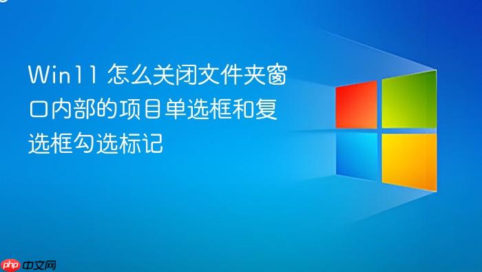 win11 怎么关闭文件夹窗口内部的项目单选框和复选框勾选标记