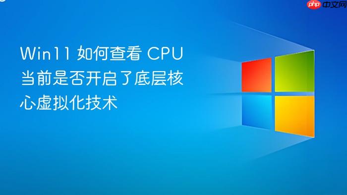 win11 如何查看 cpu 当前是否开启了底层核心虚拟化技术
