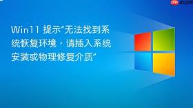 Win11 提示“无法找到系统恢复环境，请插入系统安装或物理修复介质”
