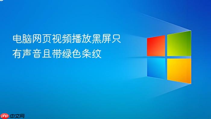 电脑网页视频播放黑屏只有声音且带绿色条纹