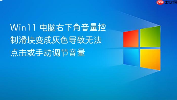 win11 电脑右下角音量控制滑块变成灰色导致无法点击或手动调节音量