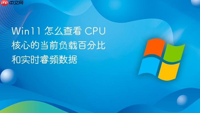 win11 怎么查看 cpu 核心的当前负载百分比和实时睿频数据