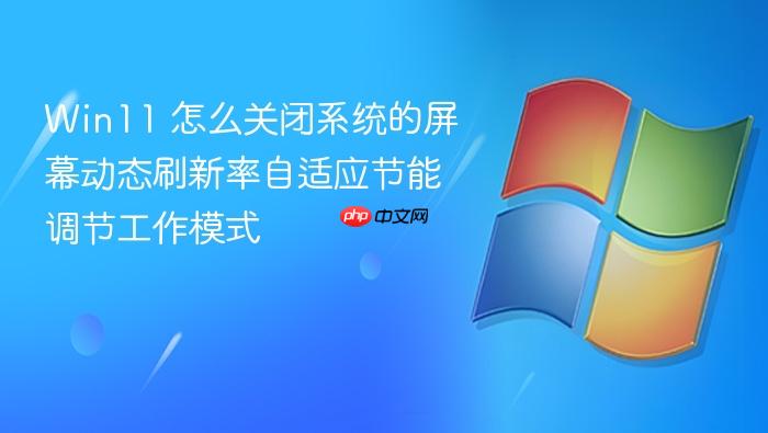 win11 怎么关闭系统的屏幕动态刷新率自适应节能调节工作模式
