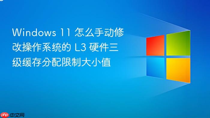 windows 11 怎么手动修改操作系统的 l3 硬件三级缓存分配限制大小值