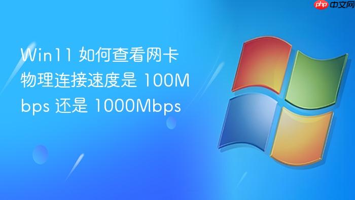 win11 如何查看网卡物理连接速度是 100mbps 还是 1000mbps