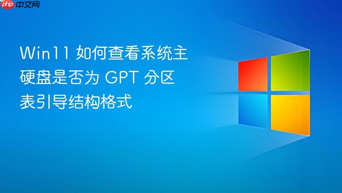 win11 如何查看系统主硬盘是否为 gpt 分区表引导结构格式