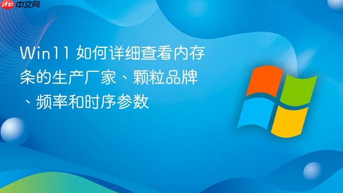 win11 如何详细查看内存条的生产厂家、颗粒品牌、频率和时序参数