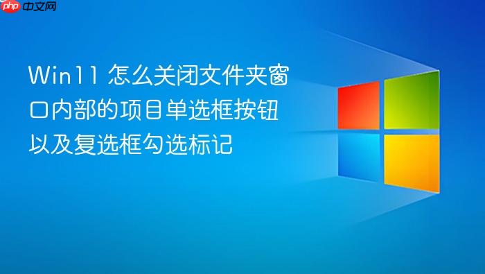 win11 怎么关闭文件夹窗口内部的项目单选框按钮以及复选框勾选标记