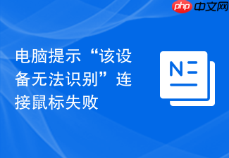 电脑提示“该设备无法识别”连接鼠标失败