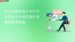怎么把整本电子书PDF无损切分为单页图片并保持高清排版