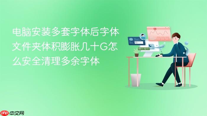 电脑安装多套字体后字体文件夹体积膨胀几十g怎么安全清理多余字体