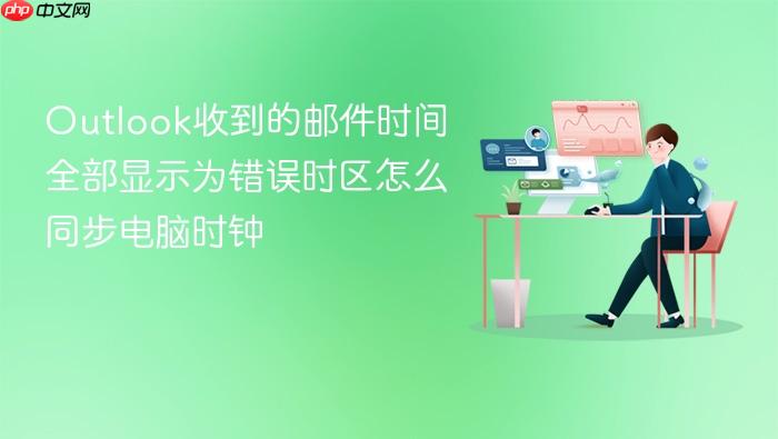 outlook收到的邮件时间全部显示为错误时区怎么同步电脑时钟