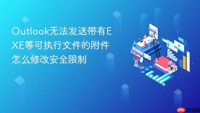 outlook无法发送带有exe等可执行文件的附件怎么修改安全限制