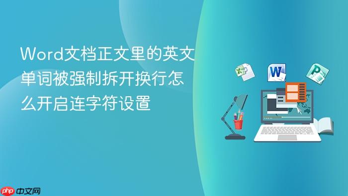 word文档正文里的英文单词被强制拆开换行怎么开启连字符设置