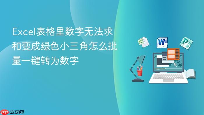 excel表格里数字无法求和变成绿色小三角怎么批量一键转为数字
