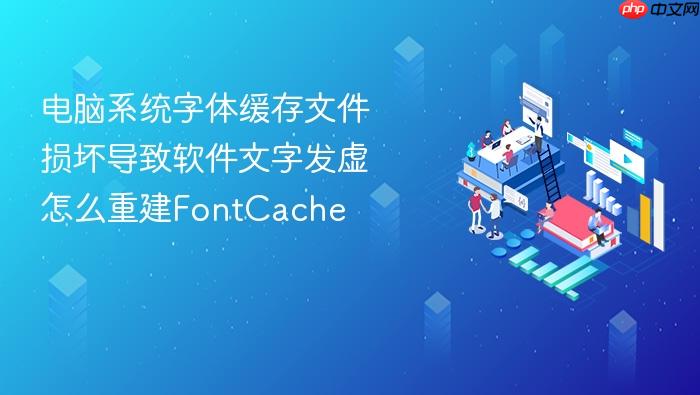 电脑系统字体缓存文件损坏导致软件文字发虚怎么重建fontcache
