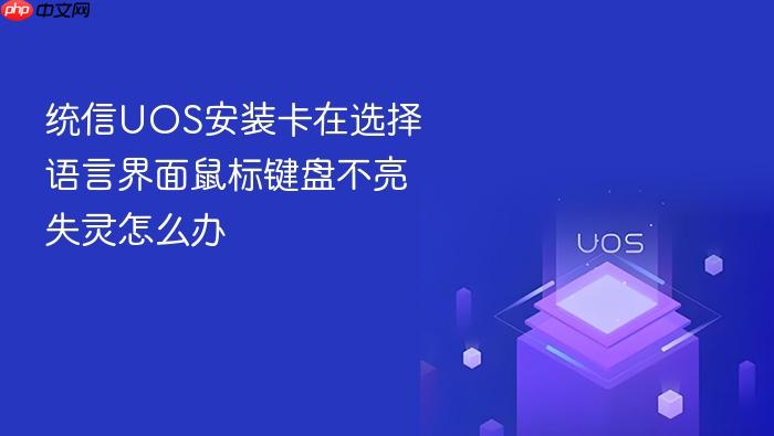 统信uos安装卡在选择语言界面鼠标键盘不亮失灵怎么办