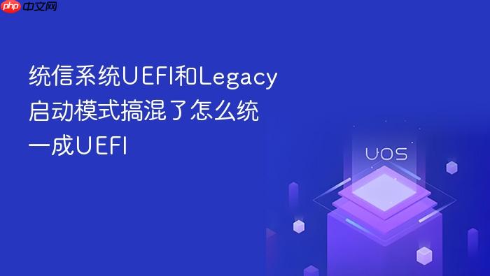 统信系统uefi和legacy启动模式搞混了怎么统一成uefi