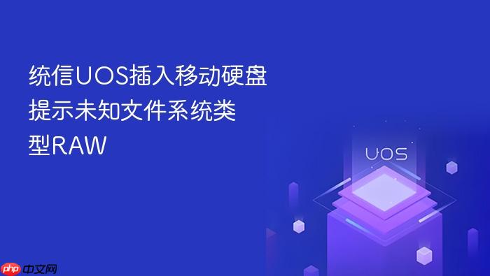 统信uos插入移动硬盘提示未知文件系统类型raw