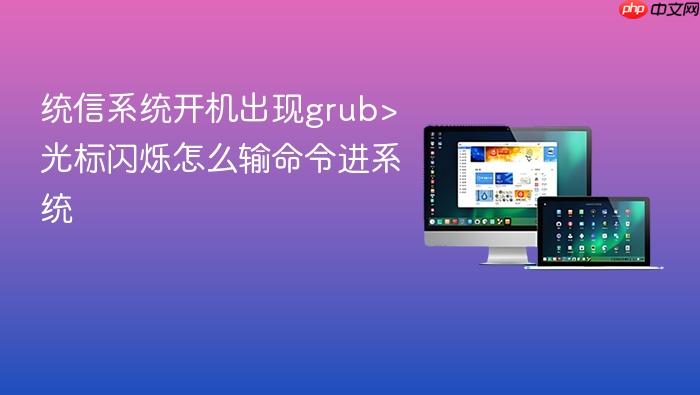 统信系统开机出现grub>光标闪烁怎么输命令进系统