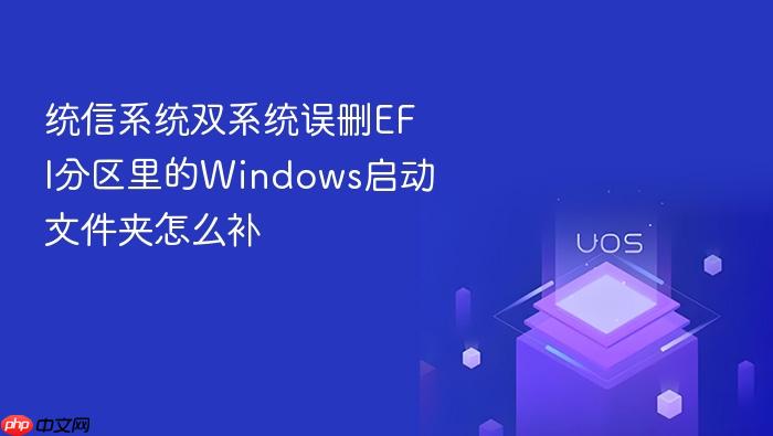 统信系统双系统误删efi分区里的windows启动文件夹怎么补