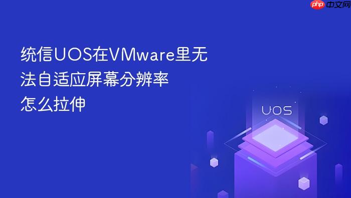 统信uos在vmware里无法自适应屏幕分辨率怎么拉伸