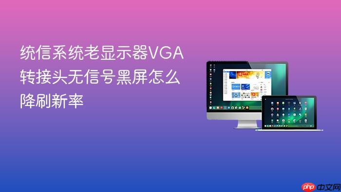 统信系统老显示器vga转接头无信号黑屏怎么降刷新率