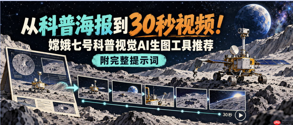 从科普海报到30秒视频！嫦娥七号科普视觉AI生图工具推荐，附完整提示词 - php中文网