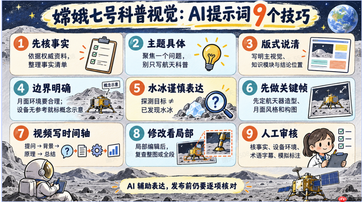 从科普海报到30秒视频!嫦娥七号科普视觉AI生图工具推荐,附完整提示词 - php中文网