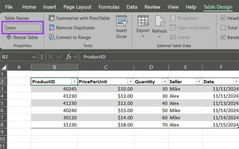 在 Microsoft Excel 中使用結構化參考的四種方法