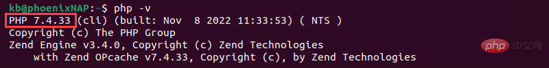 php -v 7.4 terminal output