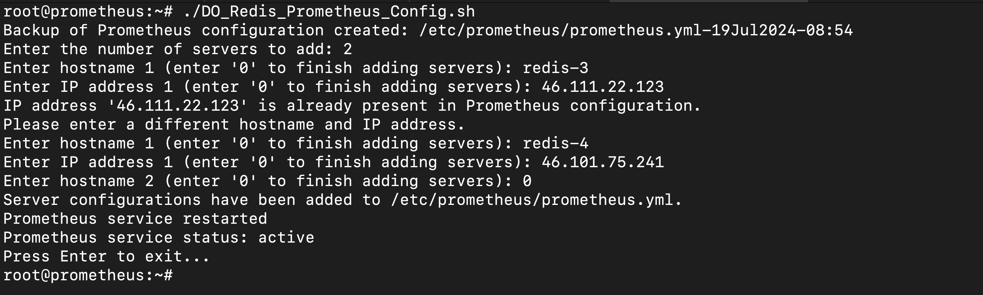 Redis 내보내기 서비스를 사용하여 Redis Droplet 모니터링