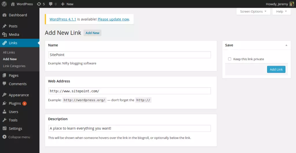 Mastering the WordPress Links Manager