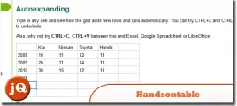 7  jQuery Microsoft Excel Type Plugins