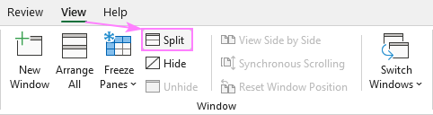 Wie man den Bildschirm in Excel vertikal und horizontal geteilt