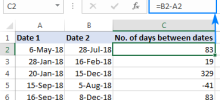 Calculate number of days between two dates in Excel