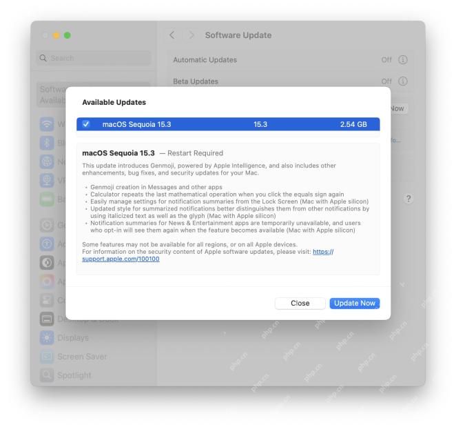 MacOS红杉15.3更新带来了Genmoji和错误修复