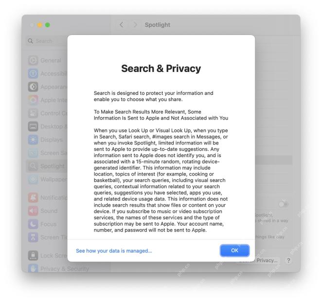 So verhindern Sie, dass Spotlight -Suchdaten auf dem Mac mit Apple gemeinsam genutzt werden