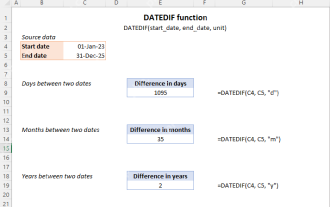 Excel DATEDIF function to get difference between two dates