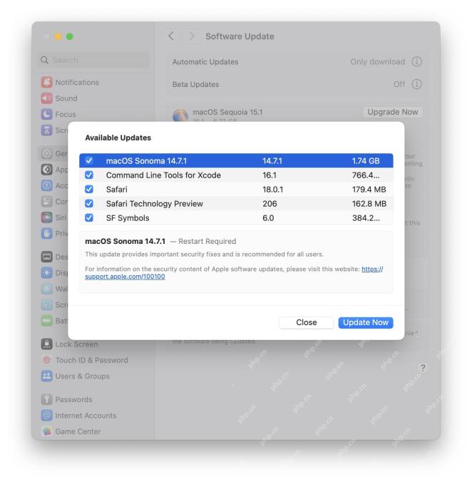 Macos Sonoma 14.7.1&Macos Ventura 13.7.1帶有安全更新