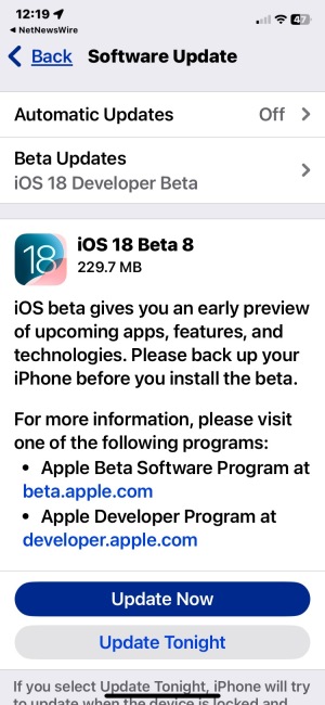 iOS 18 Beta 8 disponible en téléchargement