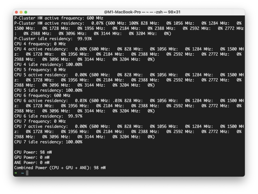 Cara melihat penggunaan CPU teras individu pada Mac dengan powermetrics