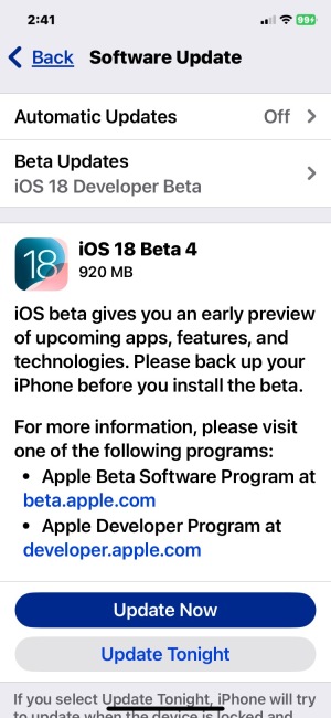 iOS 18 beta 4&iPados 18 beta 4可供下载