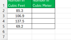 How to Convert Cubic Feet to Cubic Meters in Excel
