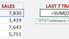Sum the Last 7 Transactions with the Offset Function