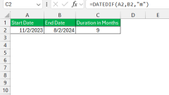 How to Calculate How Many Months Between Two Dates in Excel