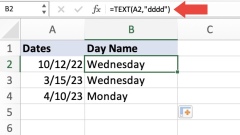 Holen Sie sich den Tagesnamen für ein Datum in Microsoft Excel – 3 einfache Wege